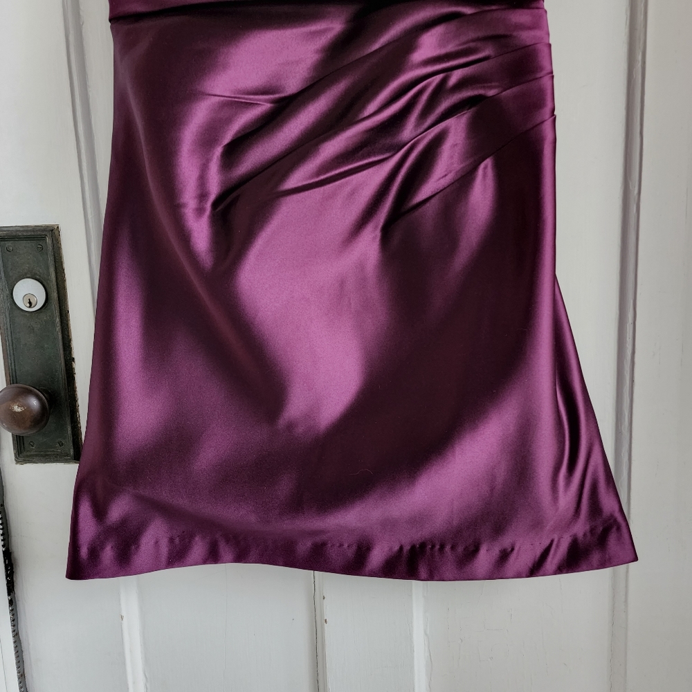 Bill Levkoff Purple Strapless Rouged Formal Dress, Sz 12 - Picture 4 of 10